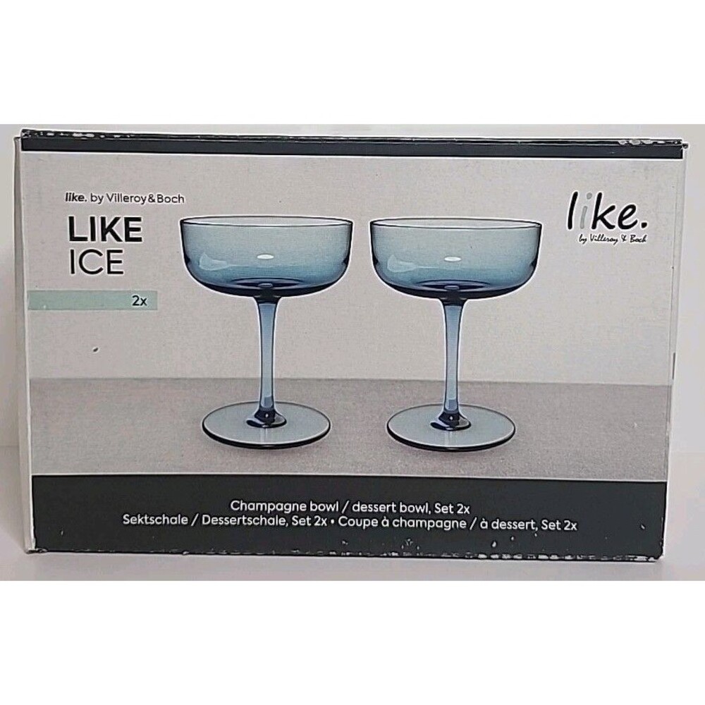 Villeroy & Boch Like Ice Blue Champagne / Dessert Bowl Set Of 2 NIB